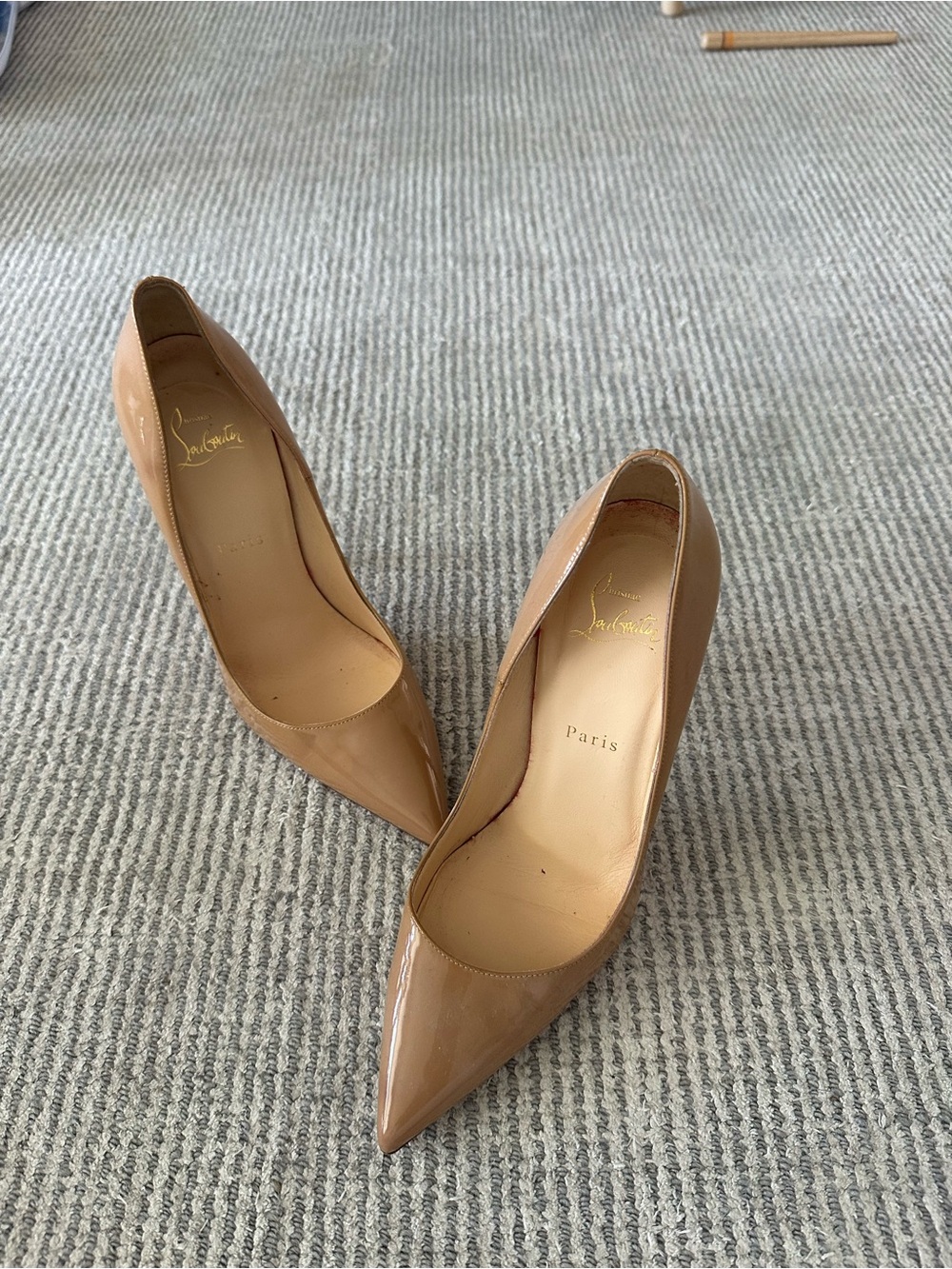 So Kate Christian Louboutin nude Patent Leather Pointed-Toe Pumps